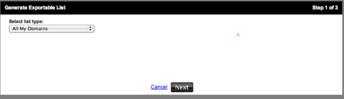 GoDaddy Export Lists Step 1