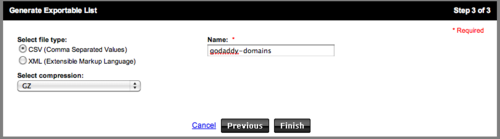 GoDaddy Export Lists Step 3