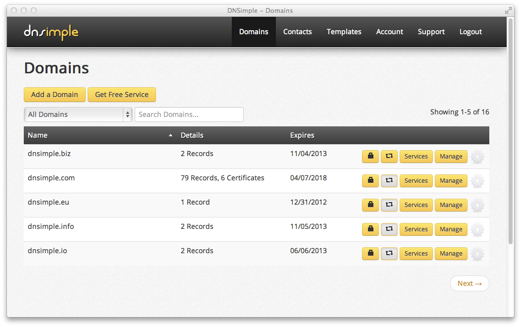 Domain Pagination