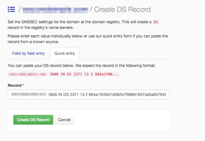 Enter the DS Information