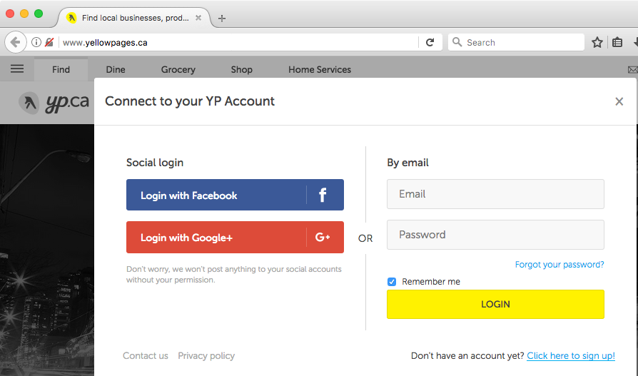 Screenshot of Firefox showing the new warning