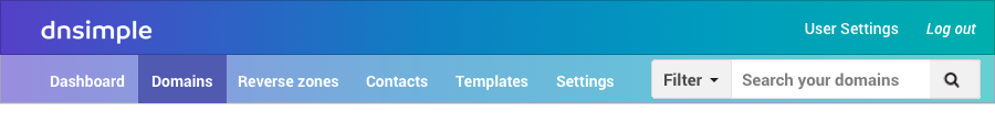 New one account header DNSimple