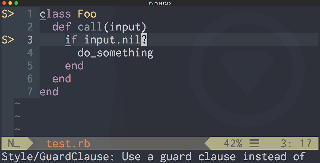 NeoVim Rubocop violations