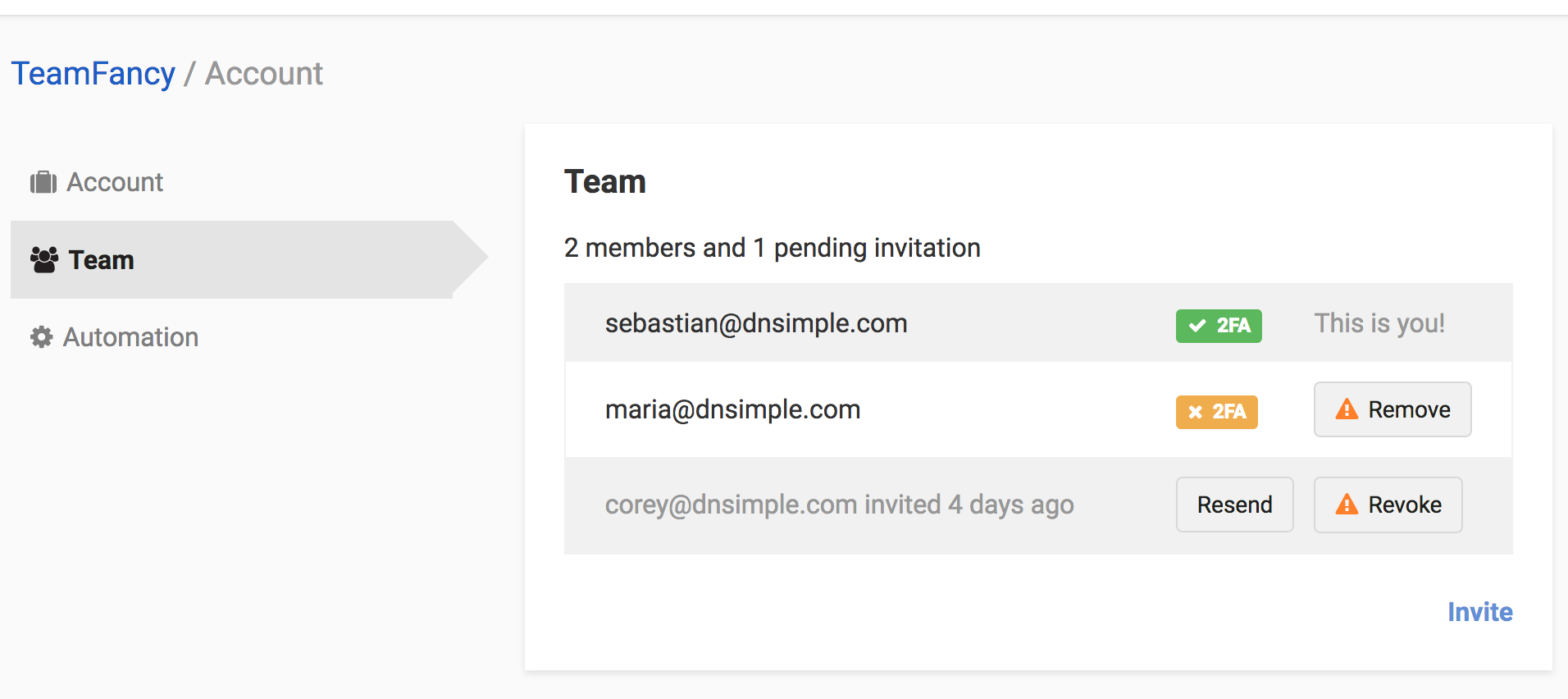 Team section