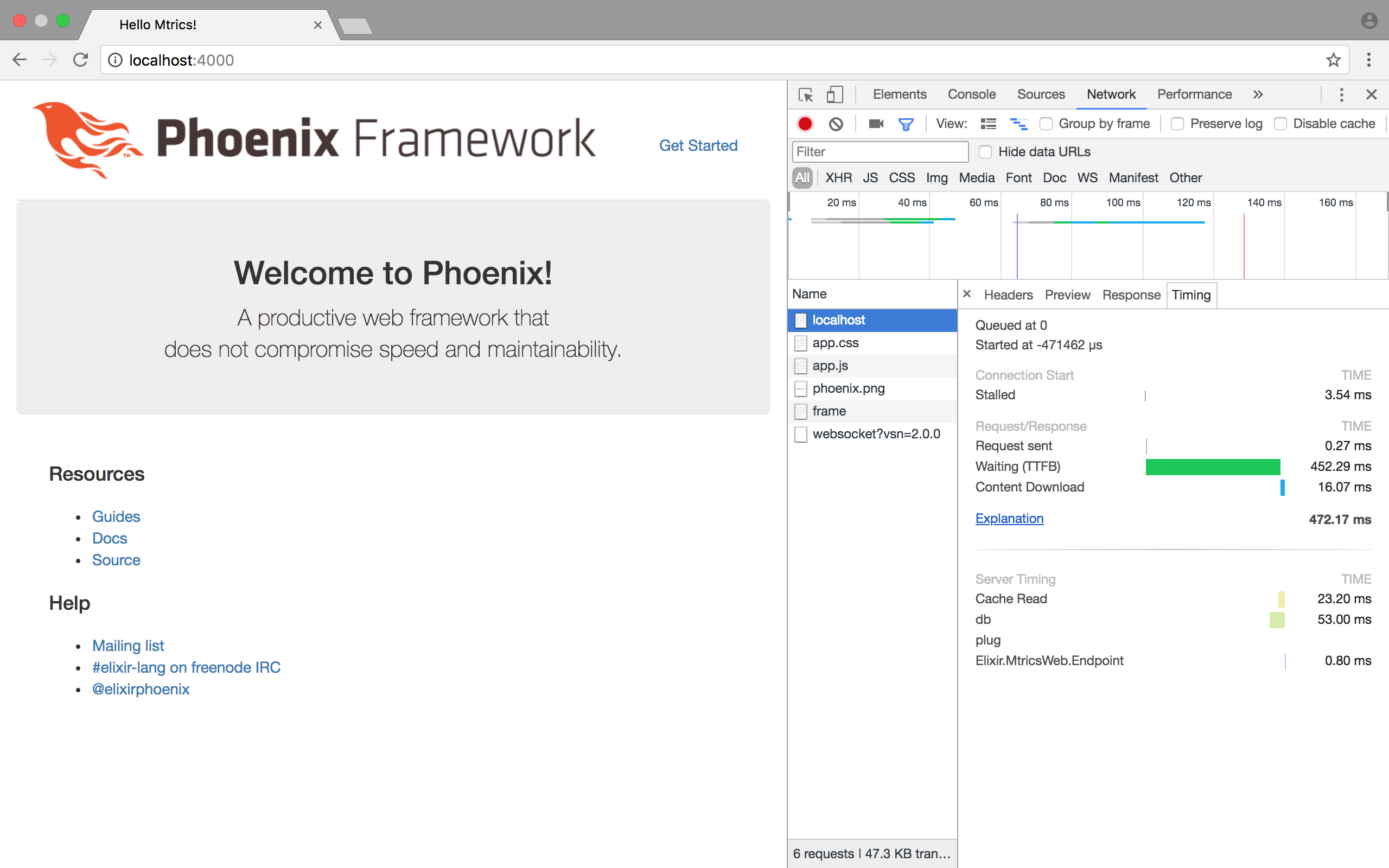 Example measure of the phoenix app described