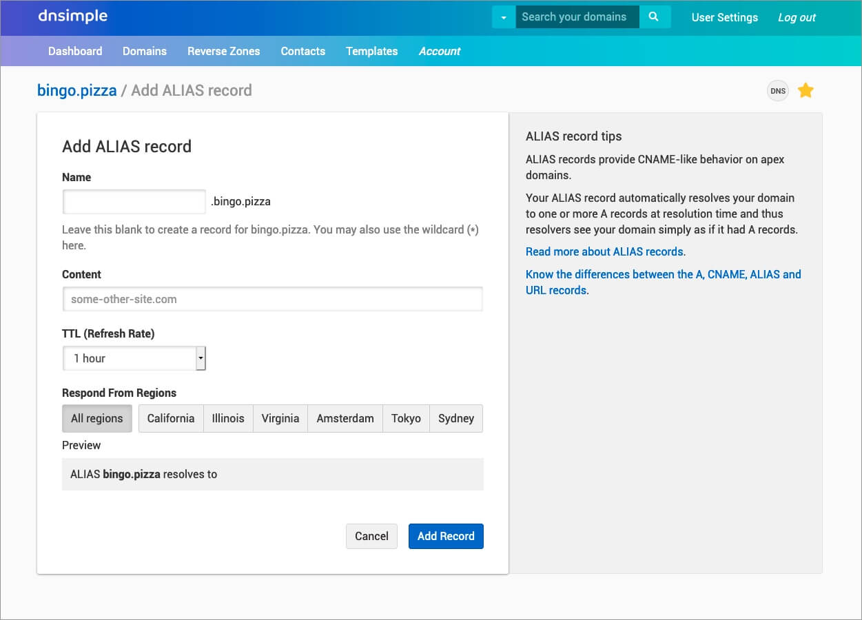 alias record form