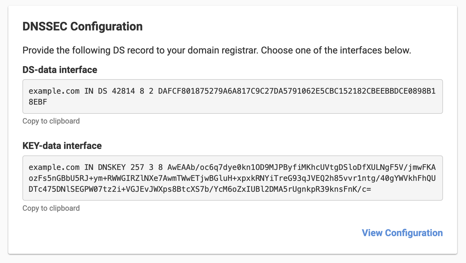 DNSSEC KEY-Data Interface