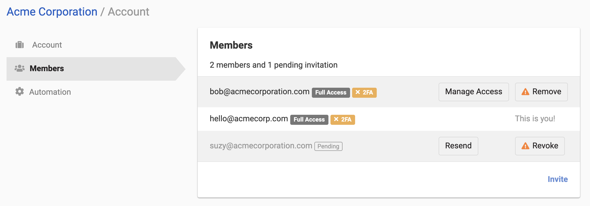 Account Member's Page