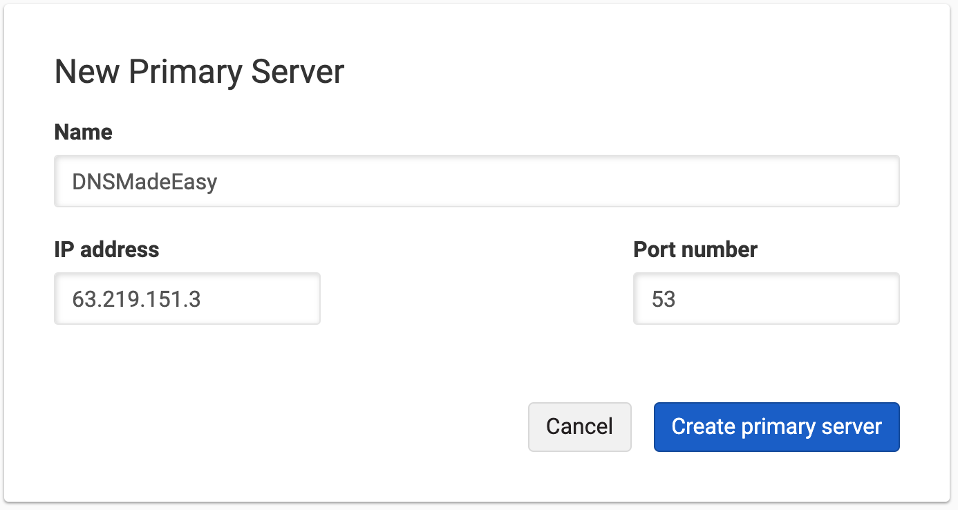 Secondary DNS Screenshot