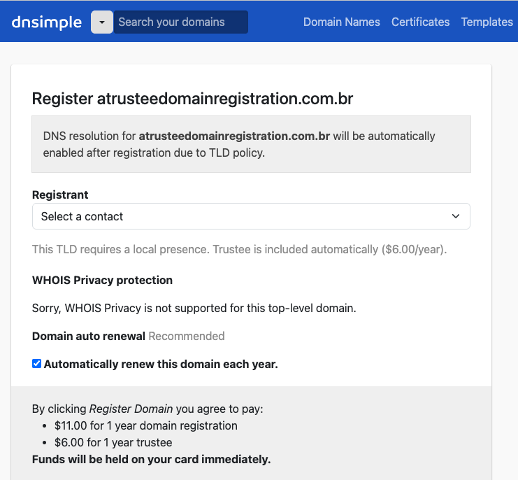 Domain trustee